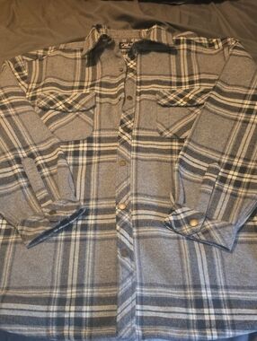 Polar King Men's Plaid Fleece Lined Performance Jacket in Gray XL